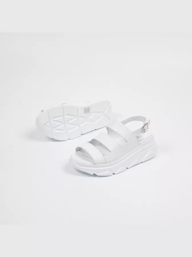 Female heeled sandals Respect: white, Summer - 05