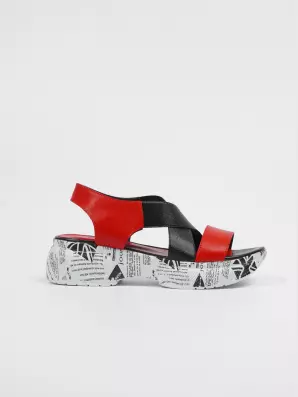Female heeled sandals Respect:  red, Summer - 01