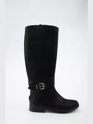 Женская резиновая обувь :  чёрные, Деми - 01