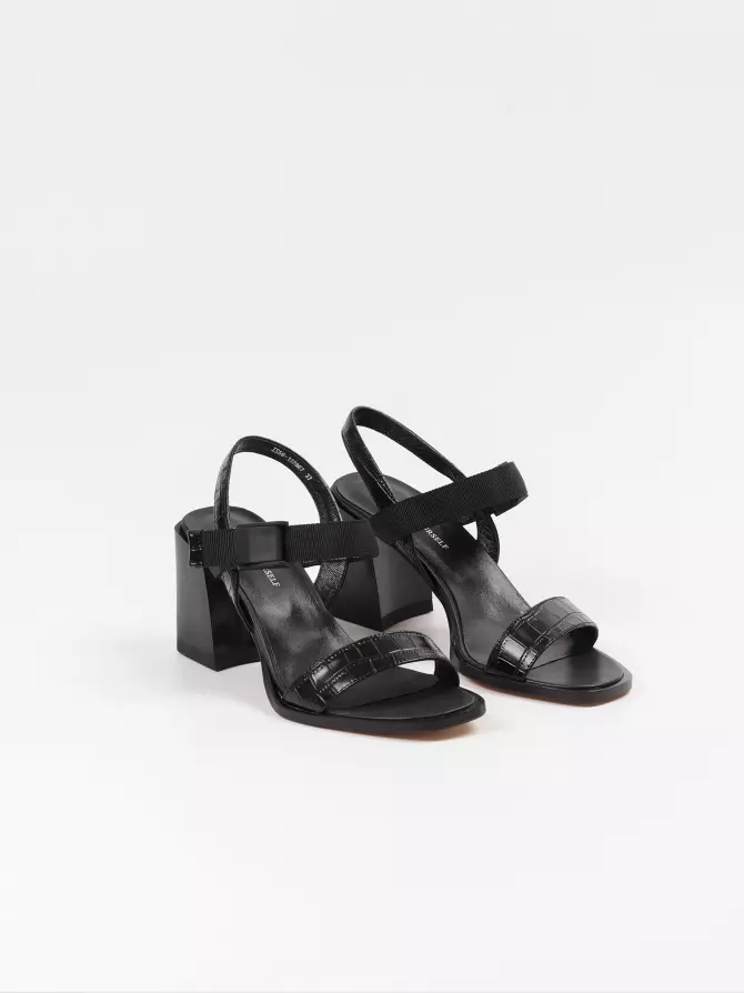 Female heeled sandals Respect: black, Summer - 01