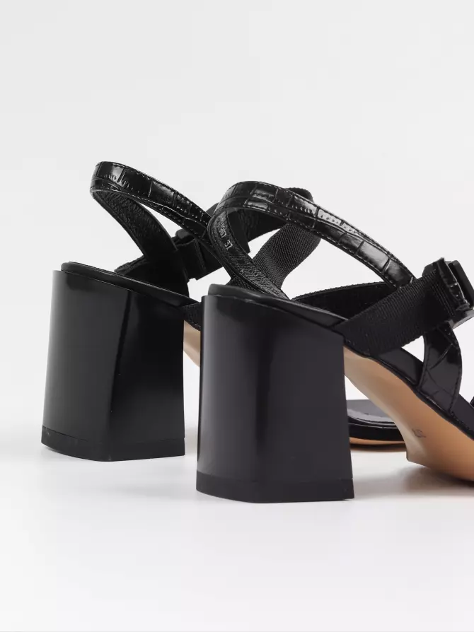 Female heeled sandals Respect: black, Summer - 04