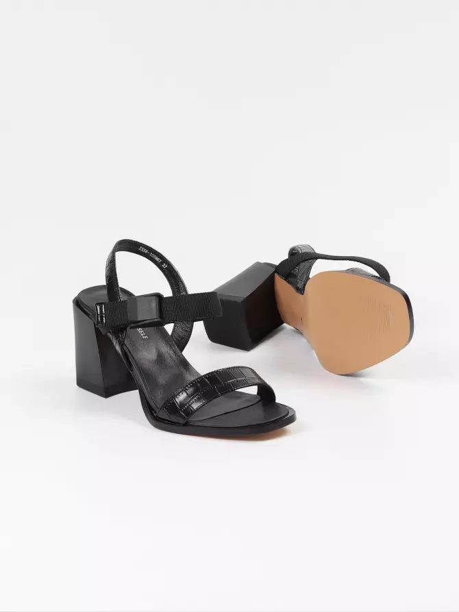 Female heeled sandals Respect: black, Summer - 05