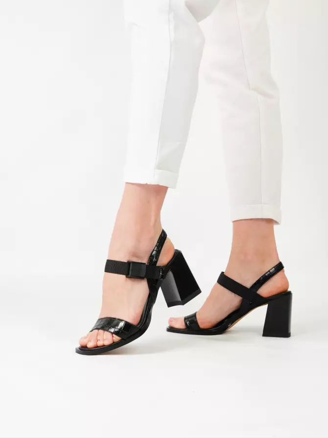 Female heeled sandals Respect: black, Summer - 06