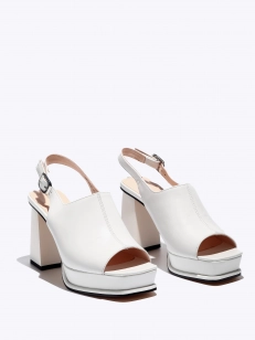 Female heeled sandals Respect:  white, Summer - 02