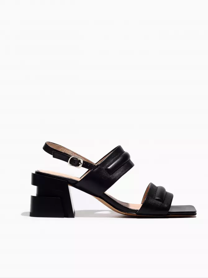 Female heeled sandals Respect: black, Summer - 00