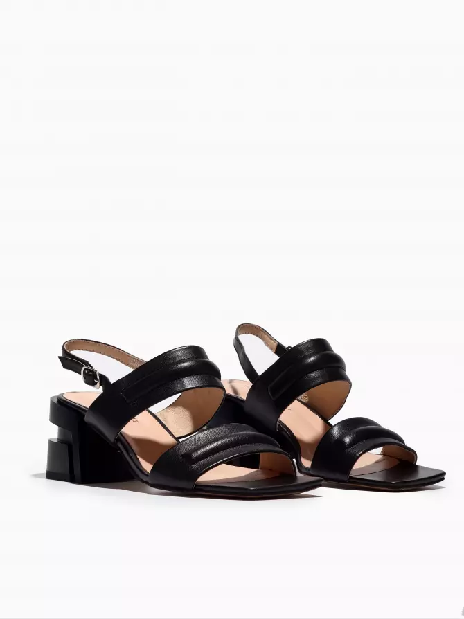 Female heeled sandals Respect: black, Summer - 01