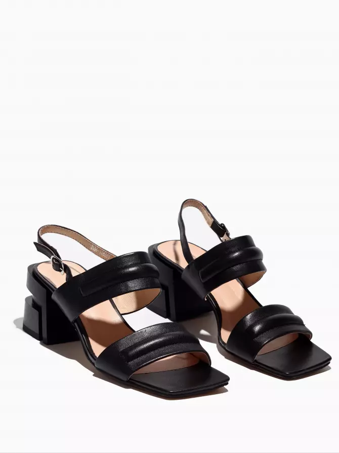 Female heeled sandals Respect: black, Summer - 02