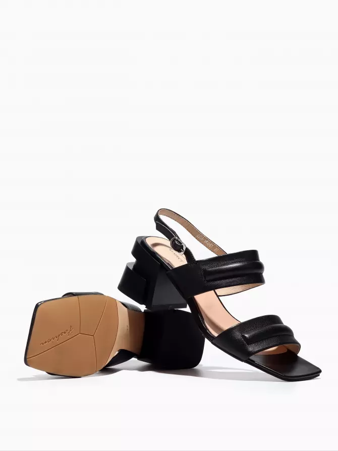 Female heeled sandals Respect: black, Summer - 03