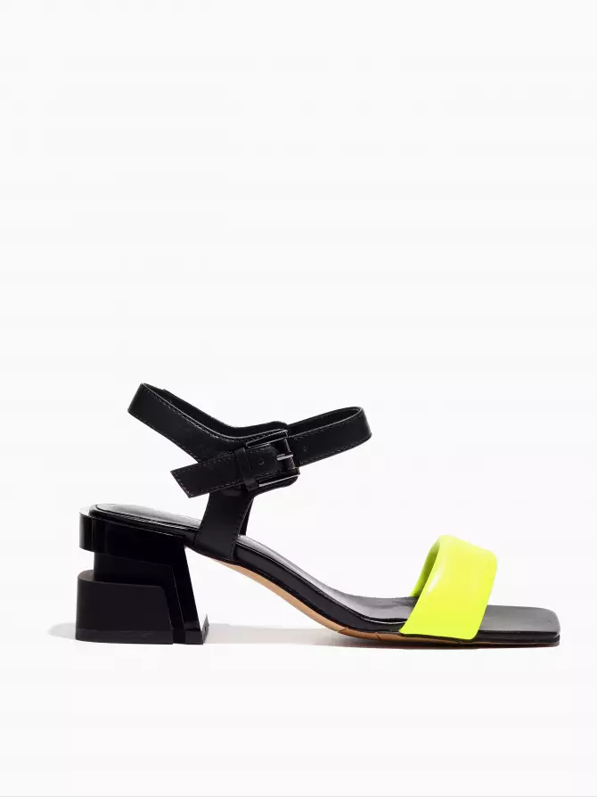 Female heeled sandals Respect: yellow, Summer - 00