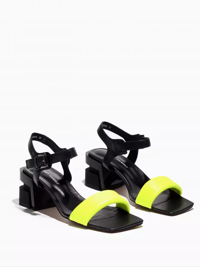 Female heeled sandals Respect: yellow, Summer - 02