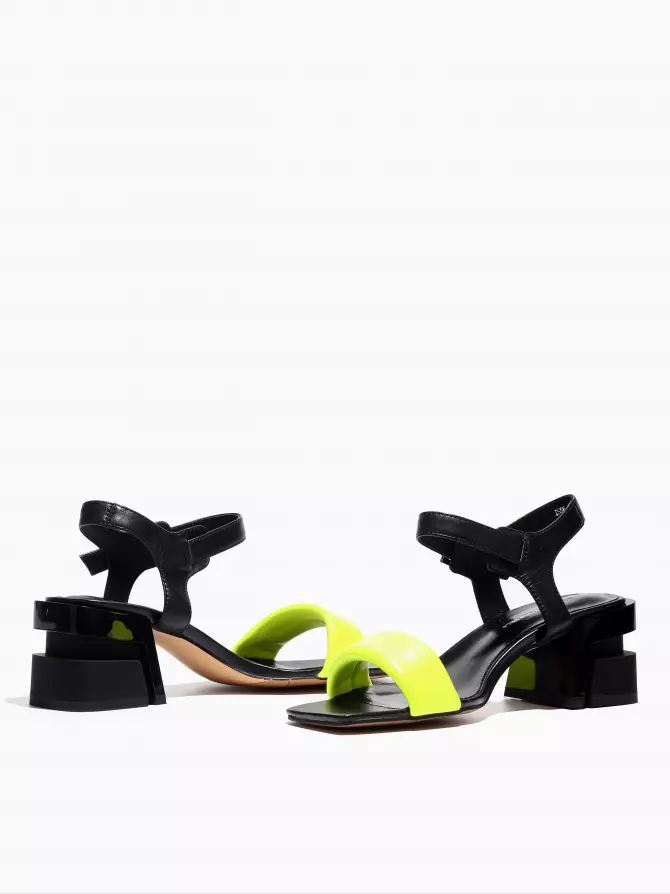 Female heeled sandals Respect: yellow, Summer - 04