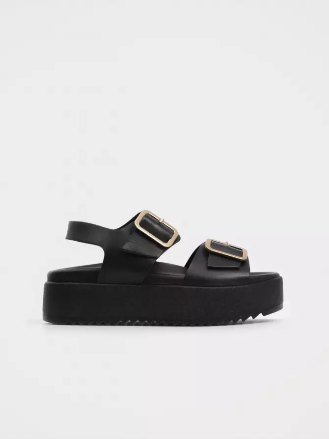 Female heeled sandals URBAN TRACE: black, Summer - 00
