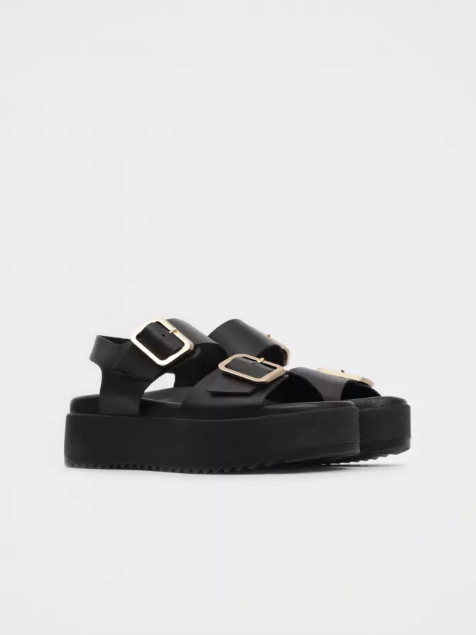Female heeled sandals URBAN TRACE: black, Summer - 01