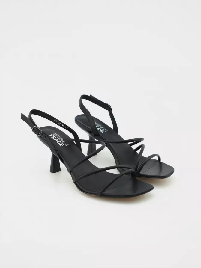 Female heeled sandals URBAN TRACE: black, Summer - 01