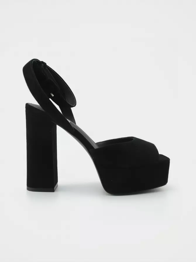 Female heeled sandals URBAN TRACE: black, Summer - 00