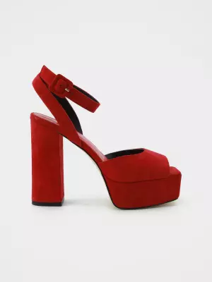 Female heeled sandals URBAN TRACE:  red, Summer - 01