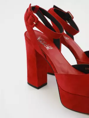 Female heeled sandals URBAN TRACE:  red, Summer - 02