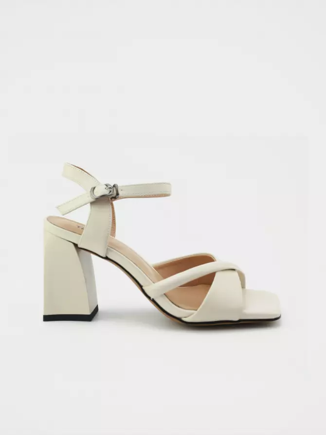 Female heeled sandals URBAN TRACE: beige, Summer - 00