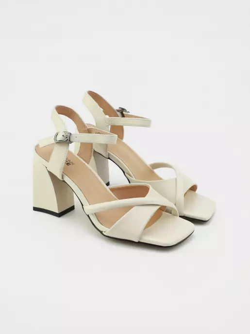 Female heeled sandals URBAN TRACE: beige, Summer - 01