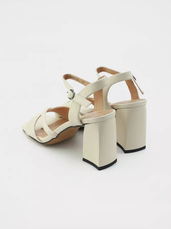 Female heeled sandals URBAN TRACE: beige, Summer - 03