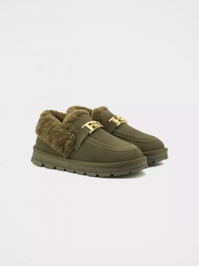 Women's loafers URBAN TRACE: green, Winter - 01