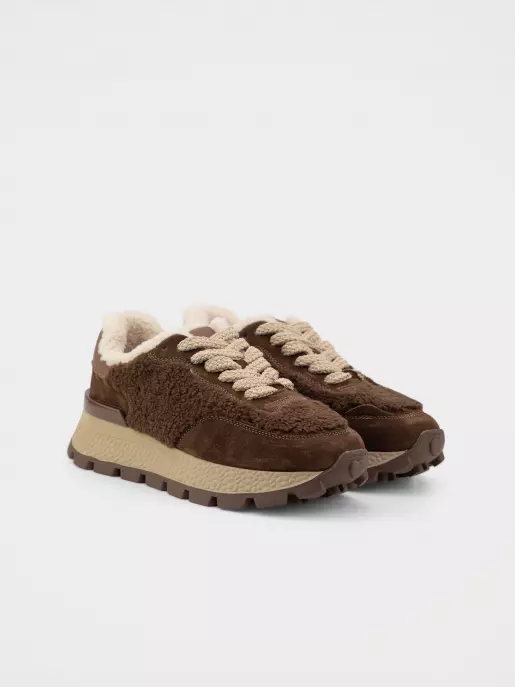 Female sneakers URBAN TRACE: brown, Winter - 01