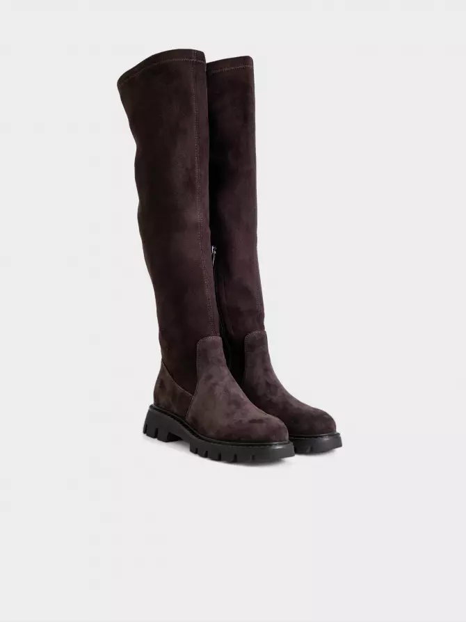 Female over knee boots URBAN TRACE: brown, Winter - 01