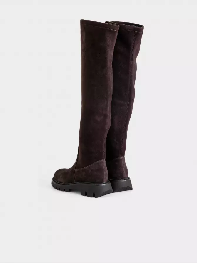 Female over knee boots URBAN TRACE: brown, Winter - 03