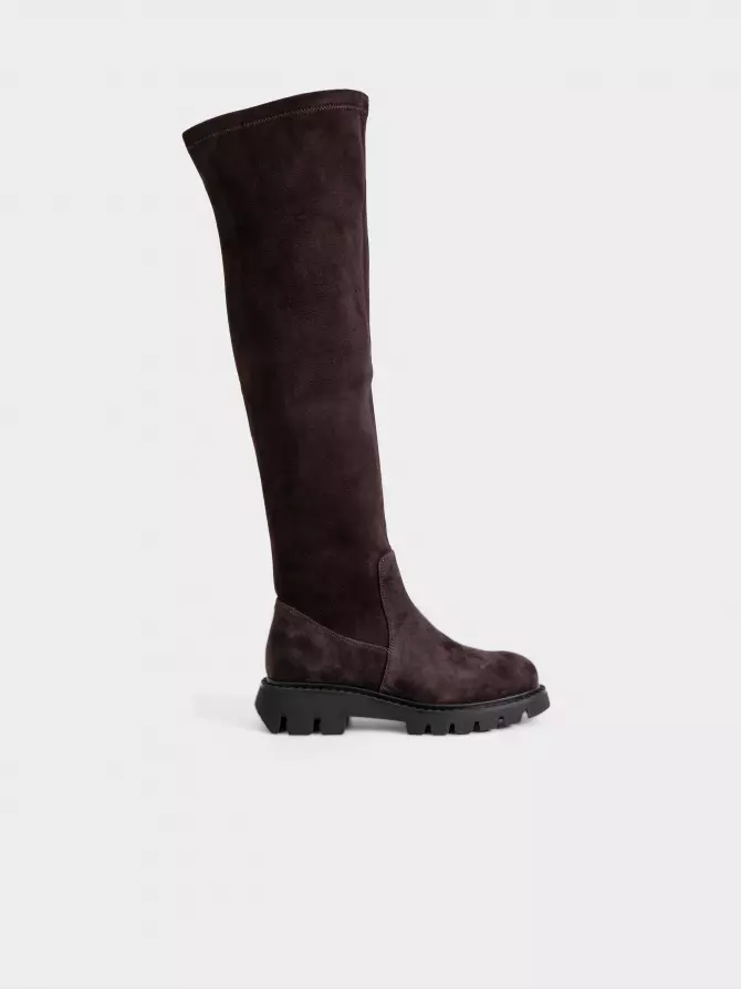 Female over knee boots URBAN TRACE: brown, Winter - 00