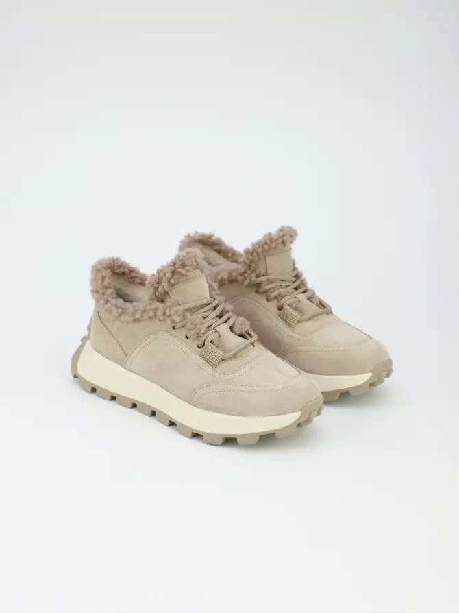 Female sneakers URBAN TRACE: beige, Winter - 01