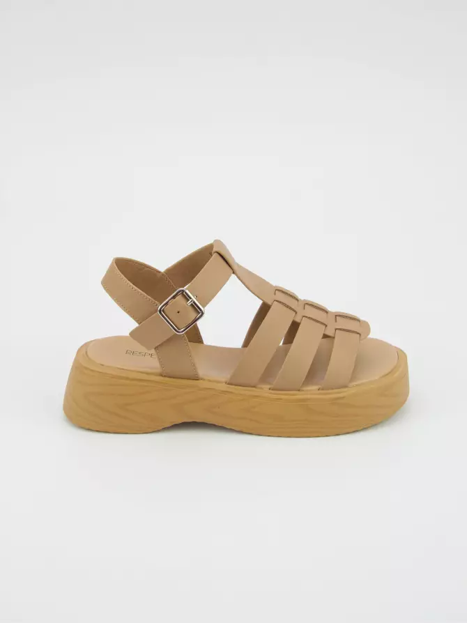 Female heeled sandals Respect: beige, Summer - 00