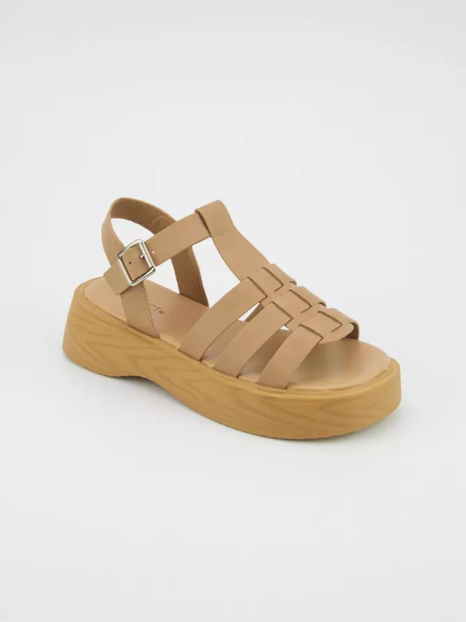 Female heeled sandals Respect: beige, Summer - 01