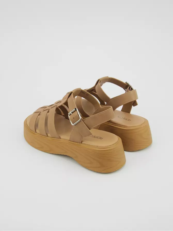 Female heeled sandals Respect: beige, Summer - 02