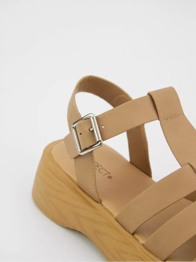 Female heeled sandals Respect: beige, Summer - 04