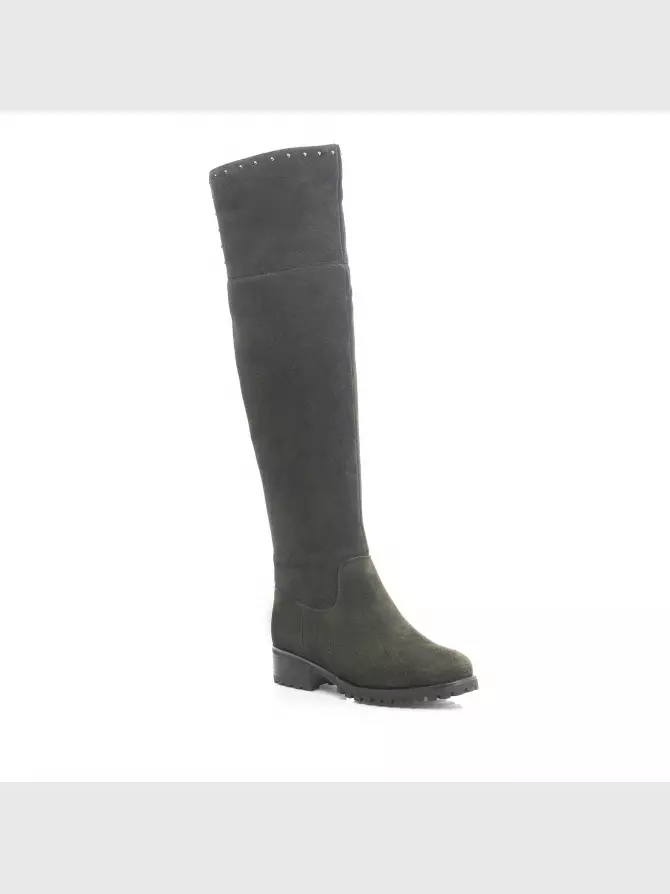 Female over knee boots Respect: green, Winter - 01