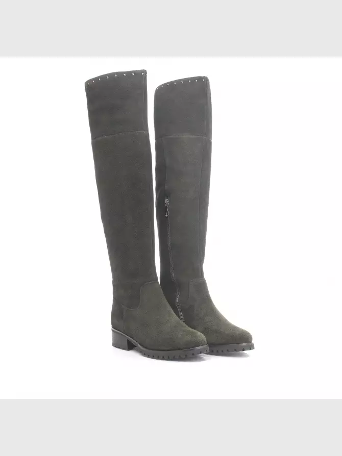 Female over knee boots Respect: green, Winter - 02