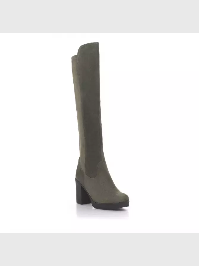 Female over knee boots Respect: green, Winter - 01