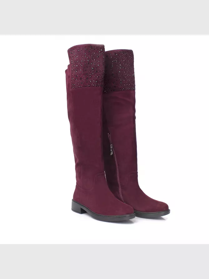 Female over knee boots Respect: red, Winter - 02