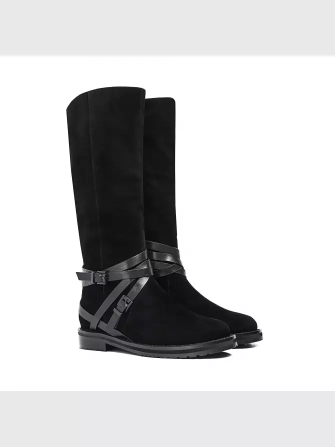 Female high boots Respect: black, Winter - 00