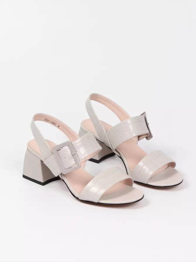 Female heeled sandals Respect: grey, Summer - 01