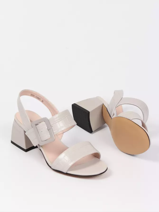 Female heeled sandals Respect: grey, Summer - 04