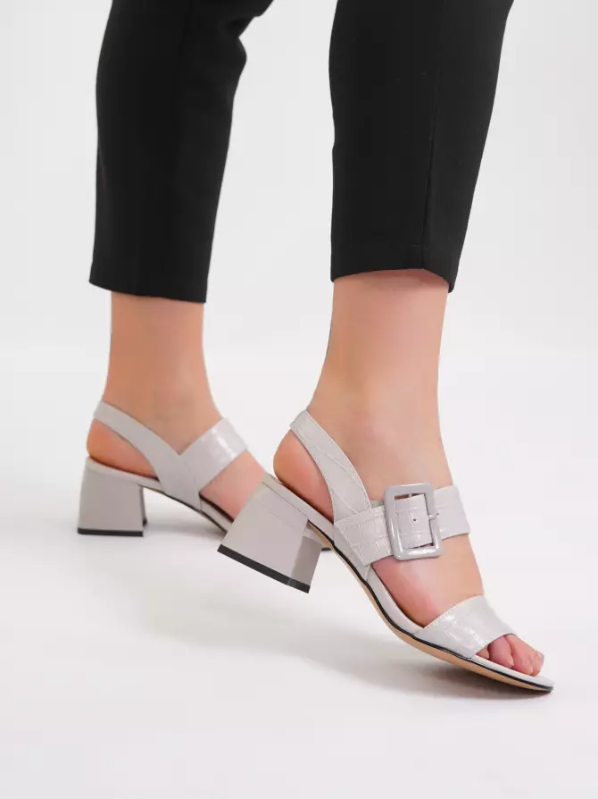 Female heeled sandals Respect: grey, Summer - 06