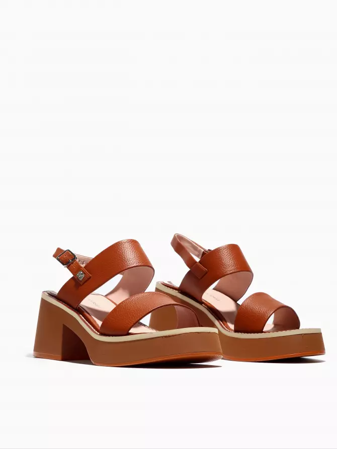 Female heeled sandals Respect: brown, Summer - 01