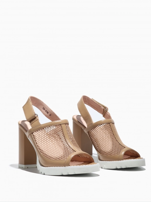 Female heeled sandals Respect: beige, Summer - 01