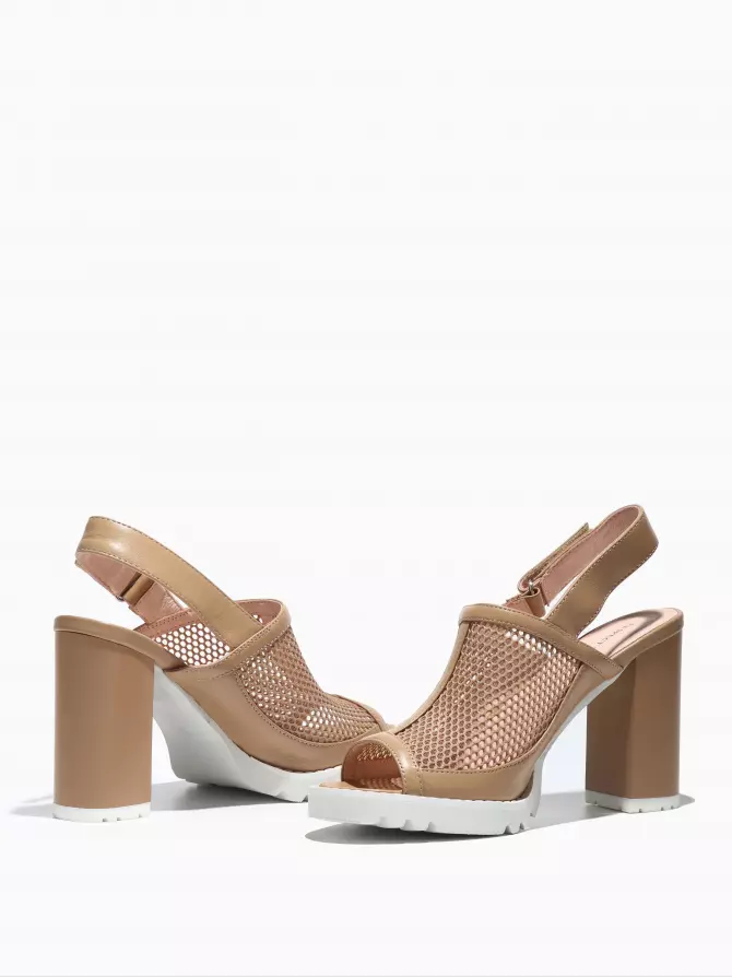 Female heeled sandals Respect: beige, Summer - 04