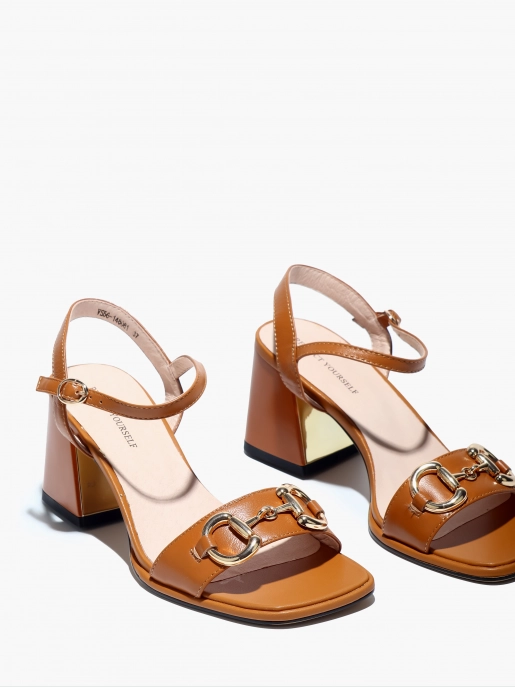 Female heeled sandals Respect: brown, Summer - 01