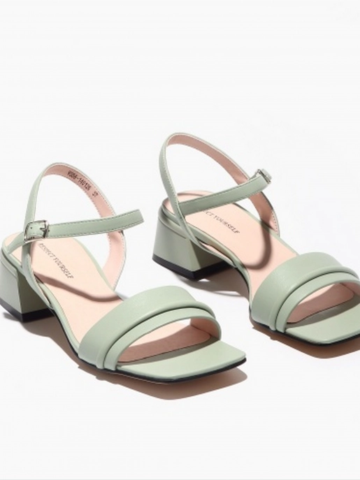 Female heeled sandals Respect: green, Summer - 01