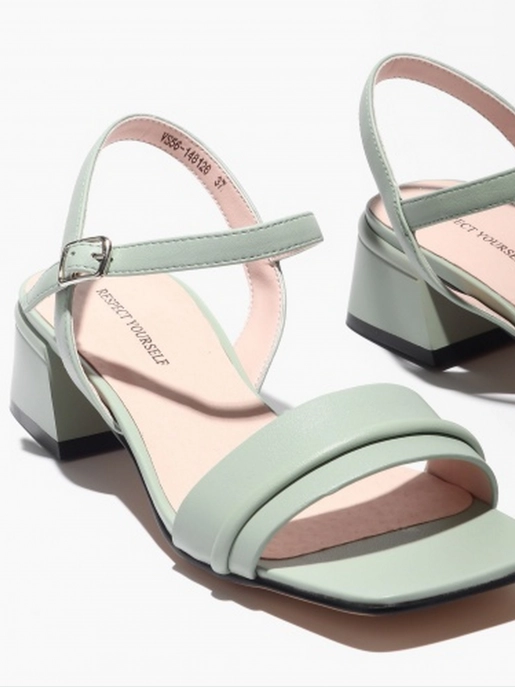Female heeled sandals Respect: green, Summer - 02