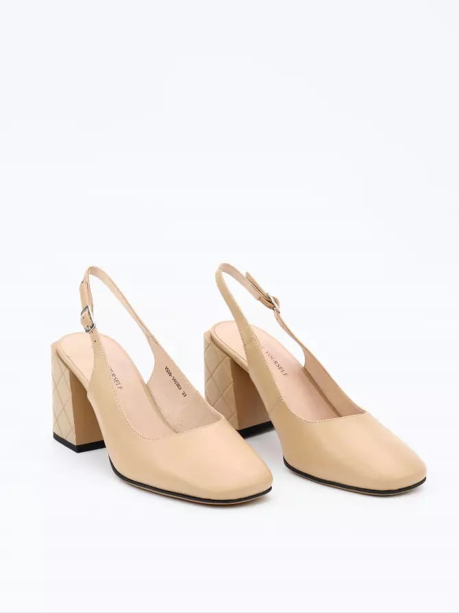 Female heeled sandals Respect: beige, Summer - 01