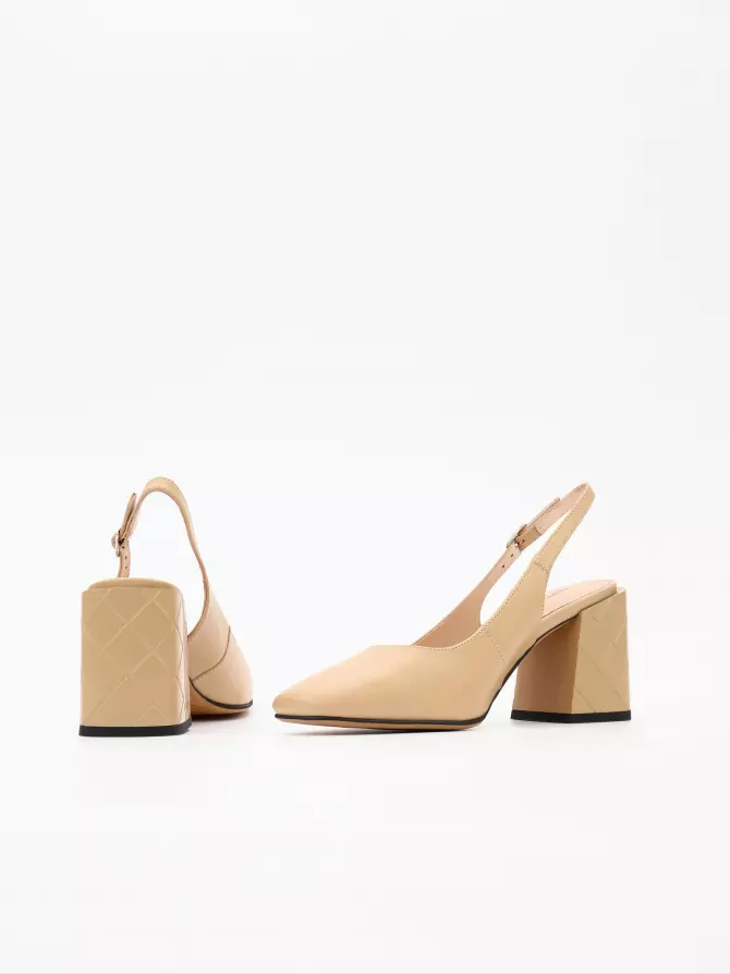 Female heeled sandals Respect: beige, Summer - 03